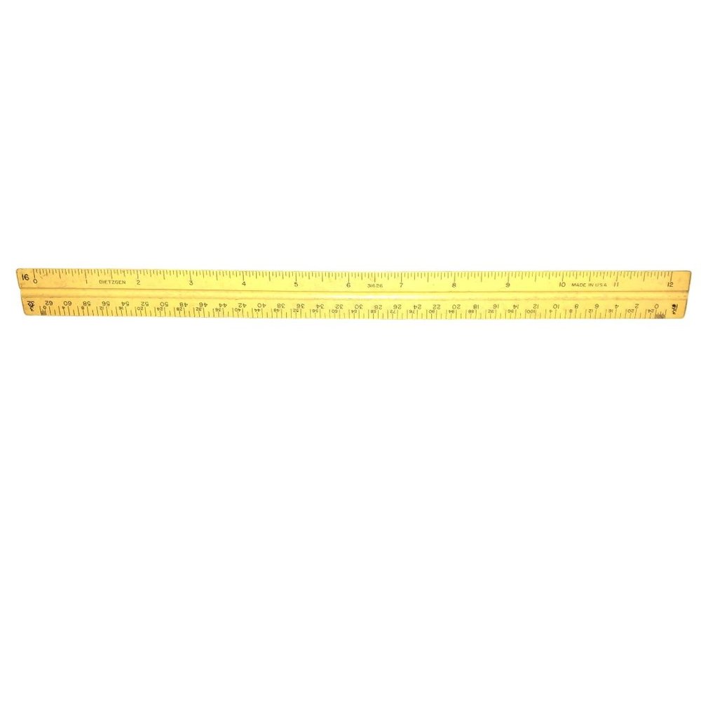 Vintage Dietzgen 3-Sided Engineer Wooden Ruler Used 31626 Architect Drafting